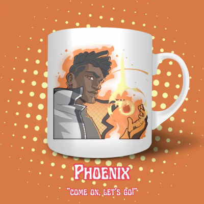 Phoenix Valorant Mug – Character side with exclusive illustration