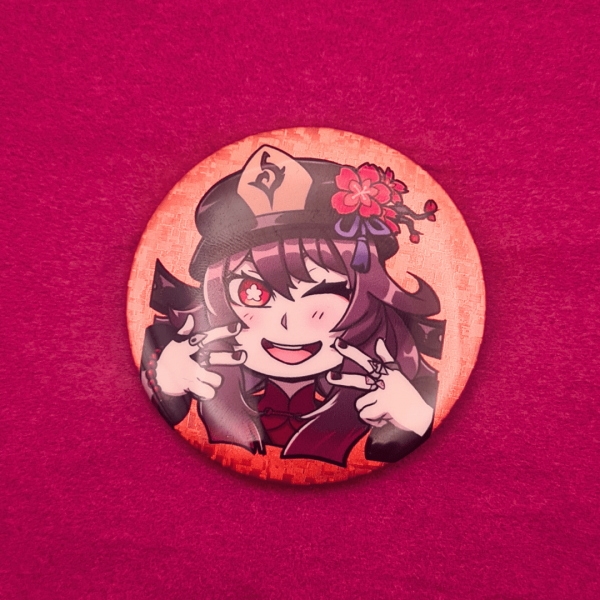 Hu Tao Glitter Holographic Button Pin