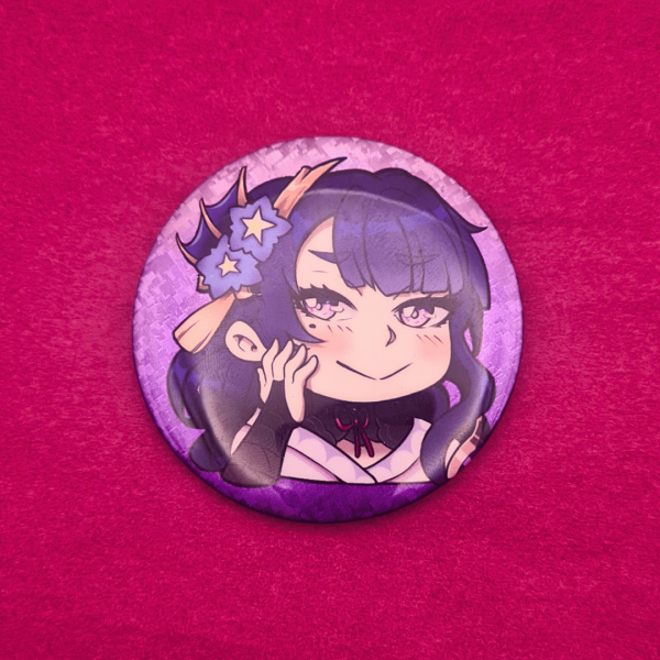 Raiden Shogun Glitter Holographic Button Pin