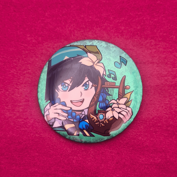 Venti Glitter Holographic Button Pin