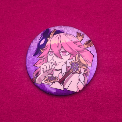 Yae Miko Glitter Holographic Pin - Genshin Impact | The Valha Shop
