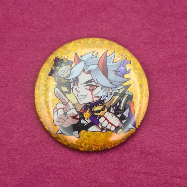 Arataki Itto Glitter Holographic Button Pin
