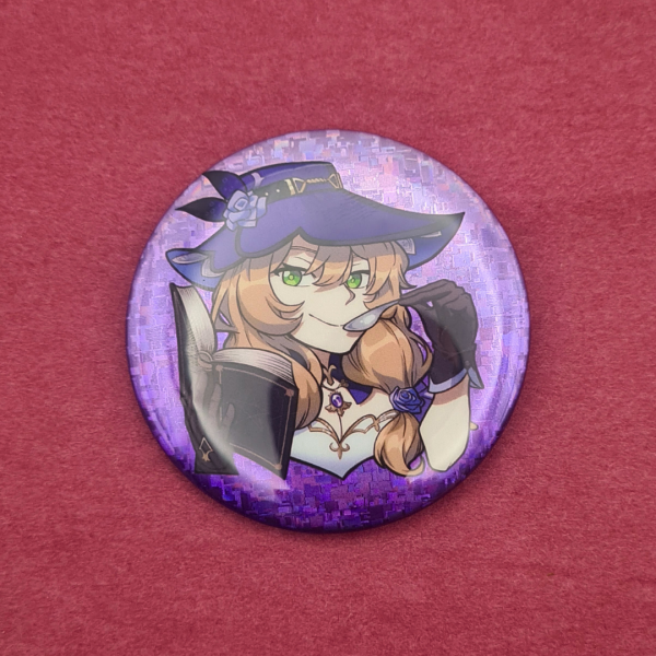 Lisa Glitter Holographic Button Pin