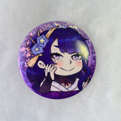 Raiden Shogun Holographic Pin Button - Genshin Impact | La Valha Shop