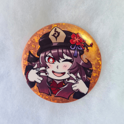 Hu Tao Glitter Holographic Pin - Genshin Impact | The Valha Shop