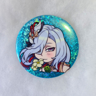 Shenhe Glitter Holographic Pin - Genshin Impact | The Valha Shop