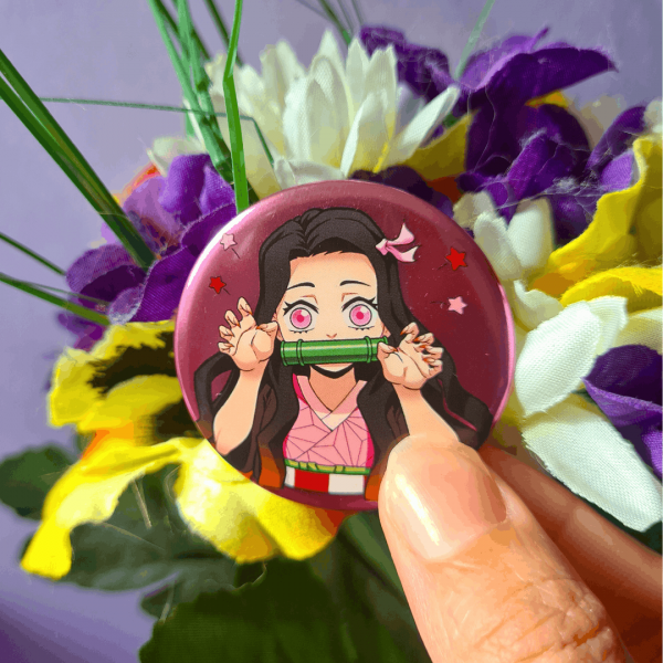 Nezuko Kamado Holographic Button Pin