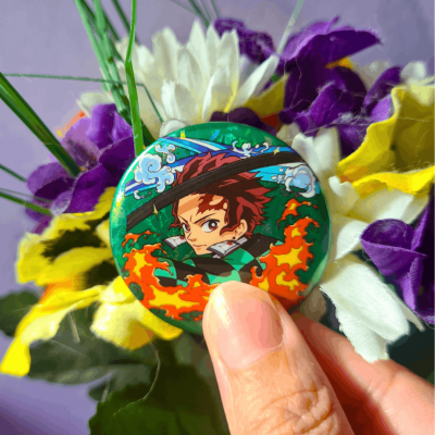 Tanjiro Kamado Glitter Holographic Pin - Demon Slayer | The Valha Shop