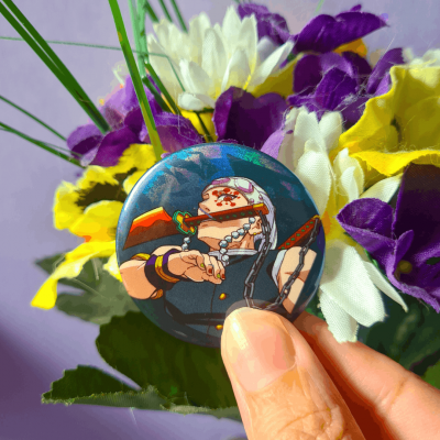 Tengen Uzui Glitter Holographic Pin - Demon Slayer | La Valha Shop
