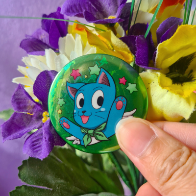 Happy Glitter Holographic Pin - Fairy Tail | La Valha Shop