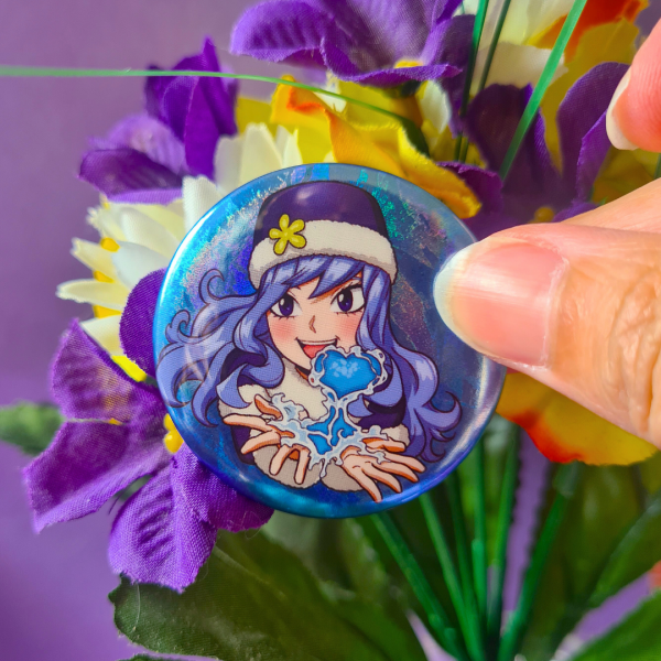 Juvia Lokser Holographic Button Pin