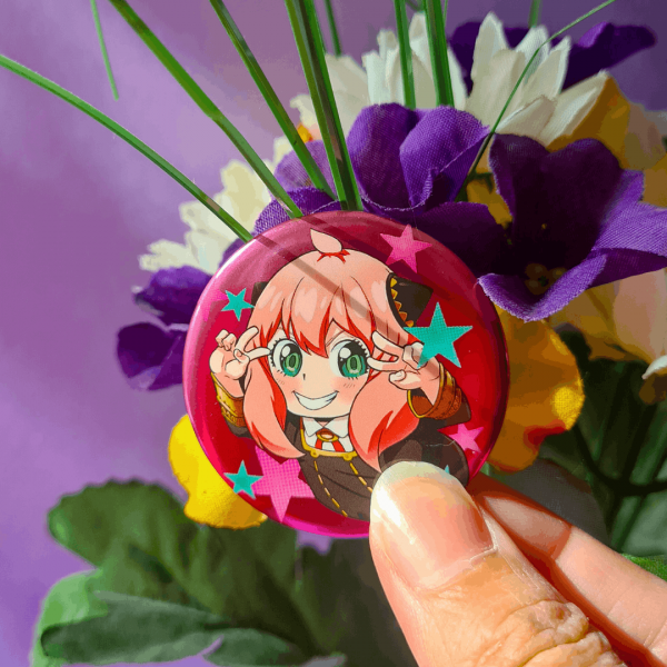 Anya Forger Holographic Button Pin - Spy X Family