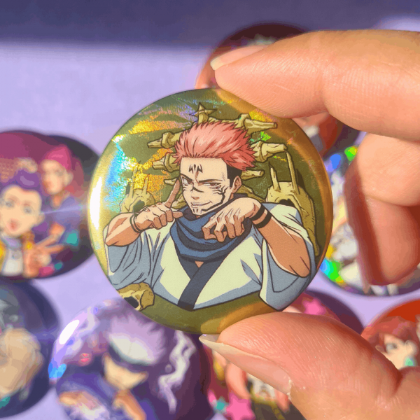 Sukuna Ryomen Holographic Button Pin - Jujutsu Kaisen